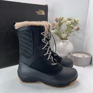 North Face Shellista IV Mid WP Winter Boots Fur Trim Black Women's 6.5 NWB